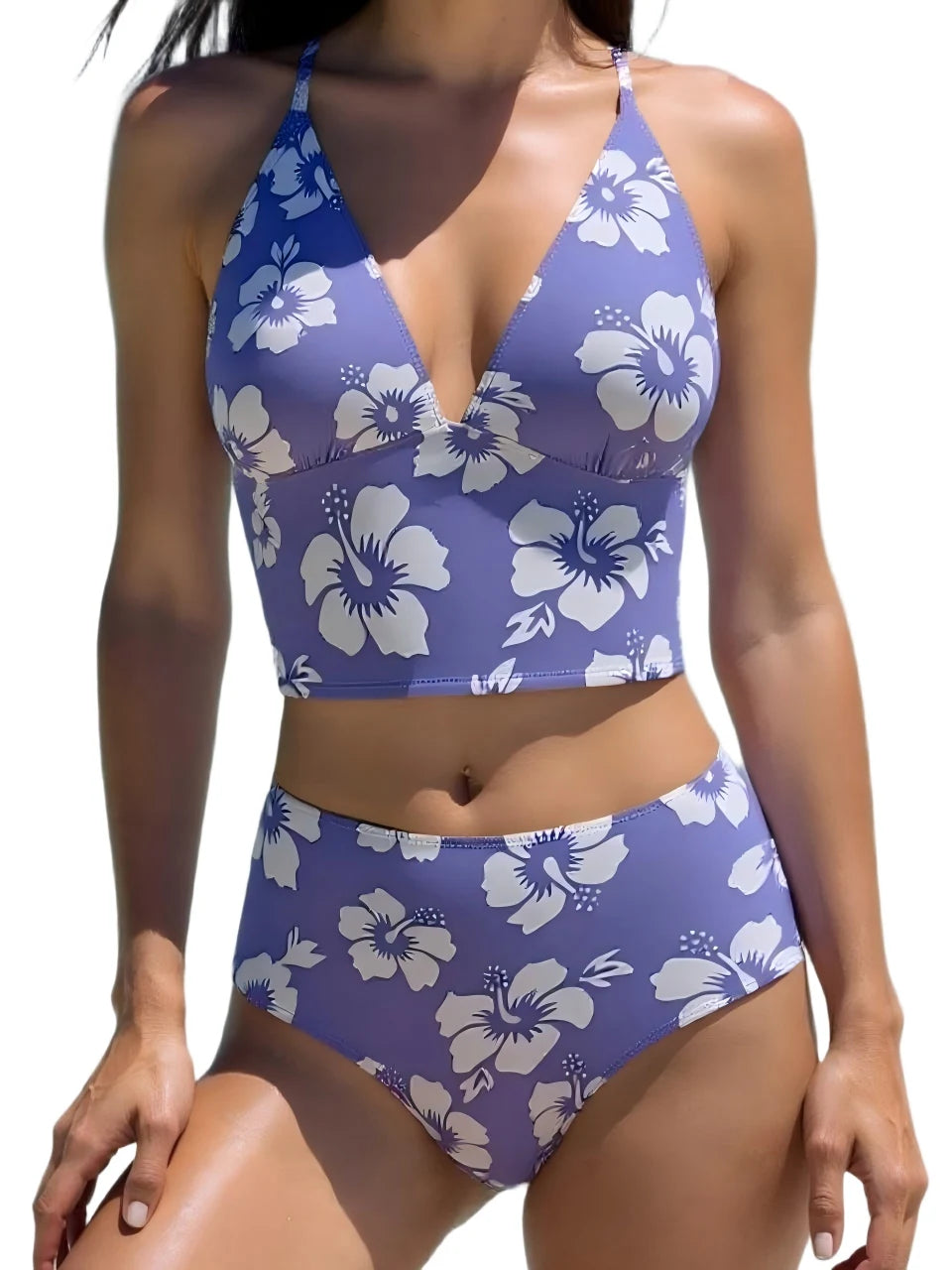 Halter String Bikinis High Waist Swimsuit Women Printed Swimwear Female Bathers Bathing Swimming Suit Padded Beachwear