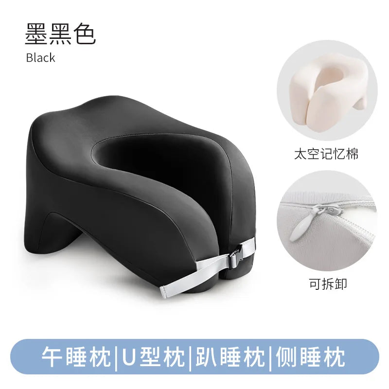Travel Pillow U-Shape Pure Memory Foam Neck Pillow For Airplane Office Nap Cervical Pillows Flight Sleeping Head Neck Support