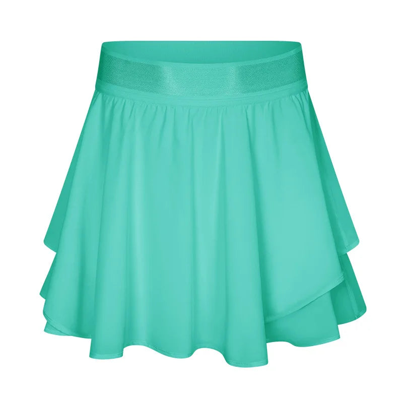 Built-in Side Pocket False 2 Pieces Tennis Skirt Summer Running Shorts Cool Fabric Cooling Quick Dry Breathable Yoga Short Women