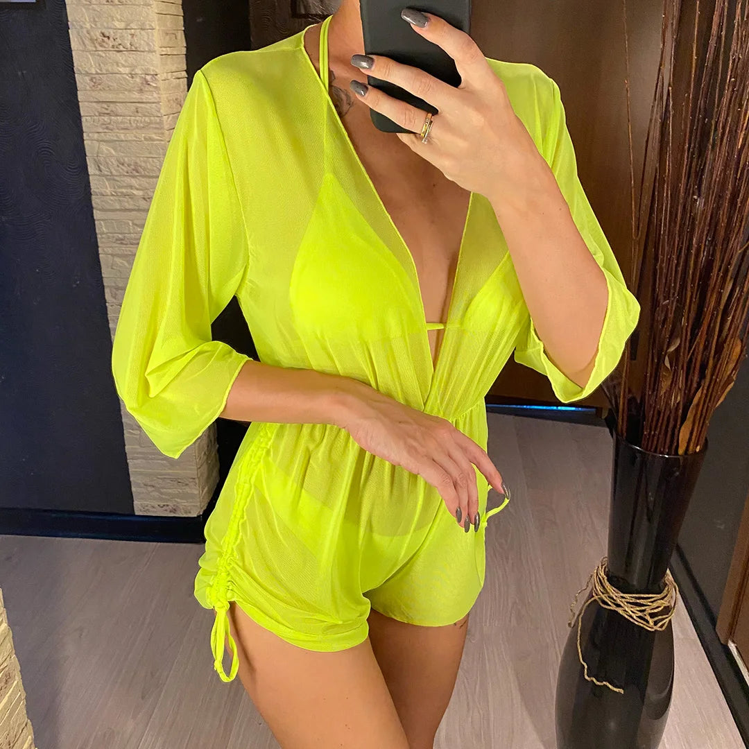 3 PCS Halter Bikini Women Swimwear Female Swimsuit Three-pieces Bikini set With Cover Up Bather Bathing Suit Swim Lady