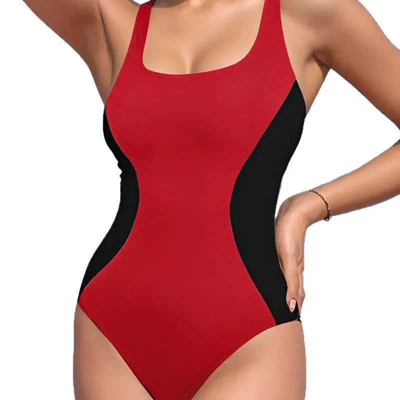 Conservative Triangle Cover-Up One-Piece Swimsuit for Women Slimming Hot Spring Racing Professional Swimwear with Gathered Chest Bathers