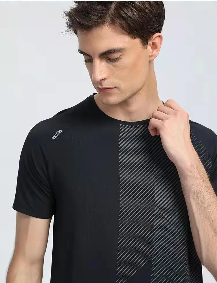 Mermaid Curve Summer Men's Short-sleeved Sports T-shirt Quick-drying Clothes Loose Casual Wear Running Top Fitness Clothes