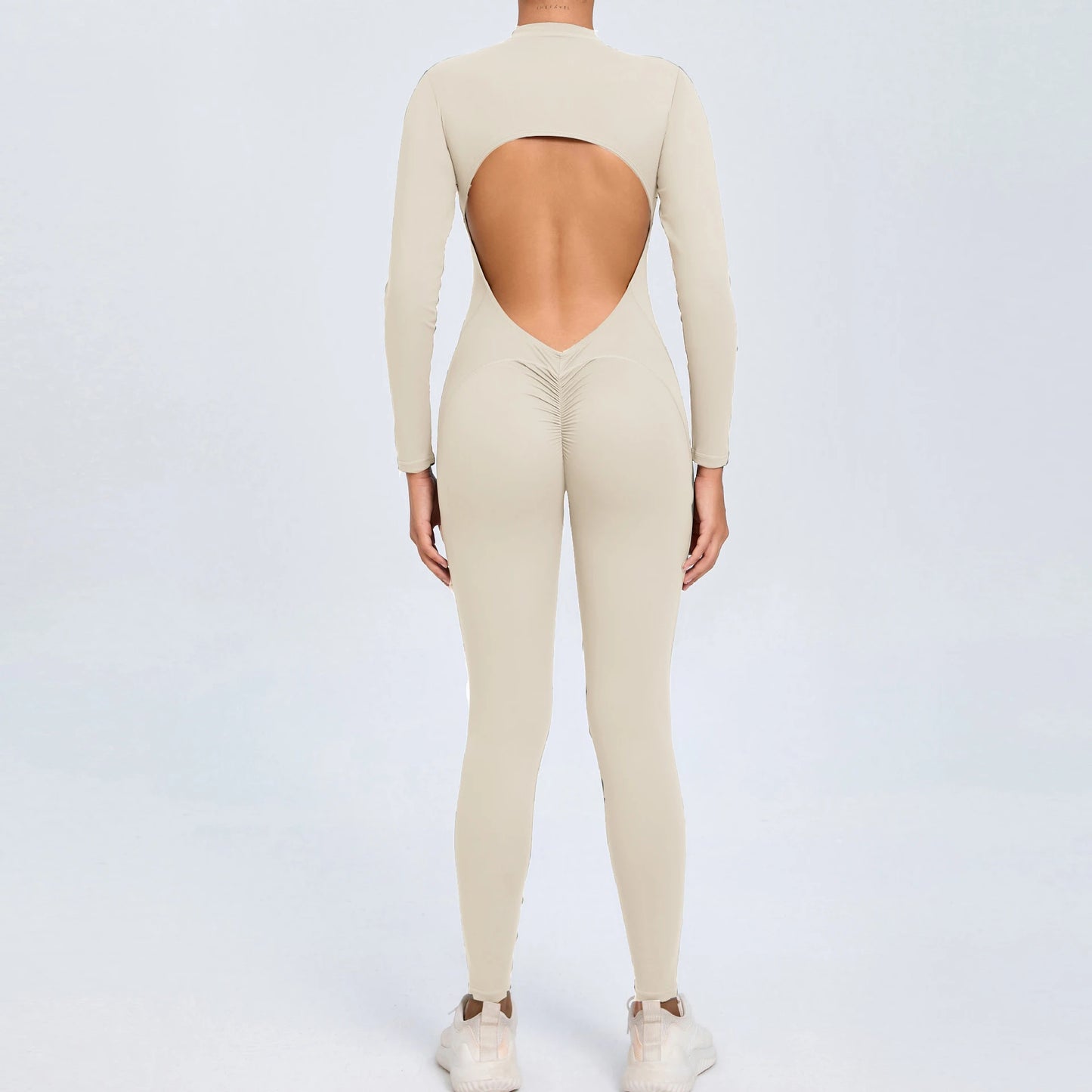 Women Long Sleeve Zipper Jumpsuit One-Piece Zipper Yoga Set Gym Push Up Workout Clothes Fitness Bodysuit Sportswear