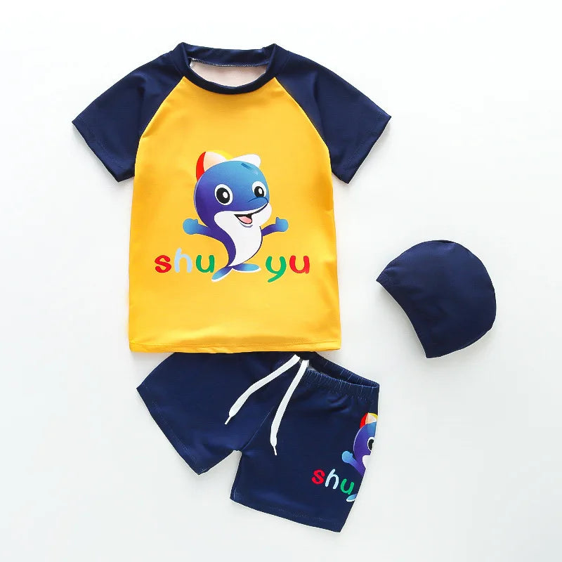 Boys Swimwear Two Pieces Swimsuits Toddler Boys Floating Suit Children Surfing Suit Kids Cartoon Beach Wear Swimming Trunks