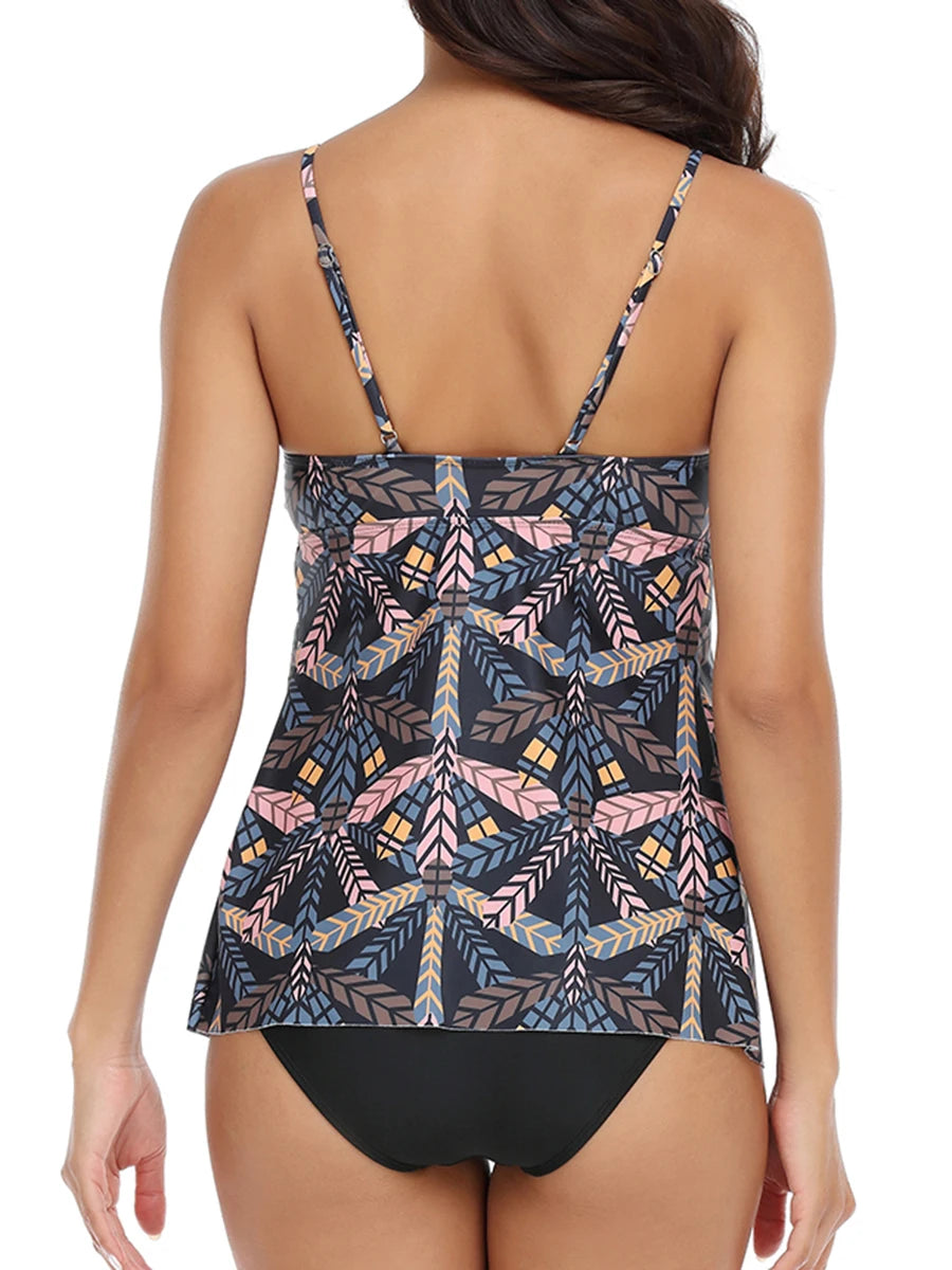 Printed Tankini Set Two Pieces Swimsuit Women Strappy Swimwear Female Bathers Bathing Swimming Swim Suit Beachwear Summer