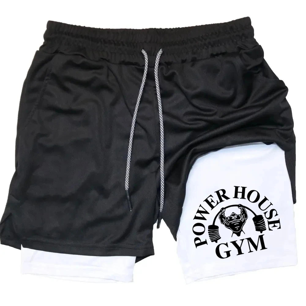 Camouflage running shorts for men's gym sports shorts 2-in-1 quick drying exercise training gym fitness jogging shorts for summer