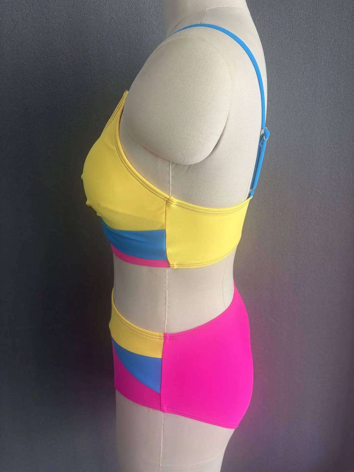 Color Block Bikinis Two Pieces Swimsuit Women Swimwear Beach Wear Bathing Suits Brazilian High Waist Bikini Set
