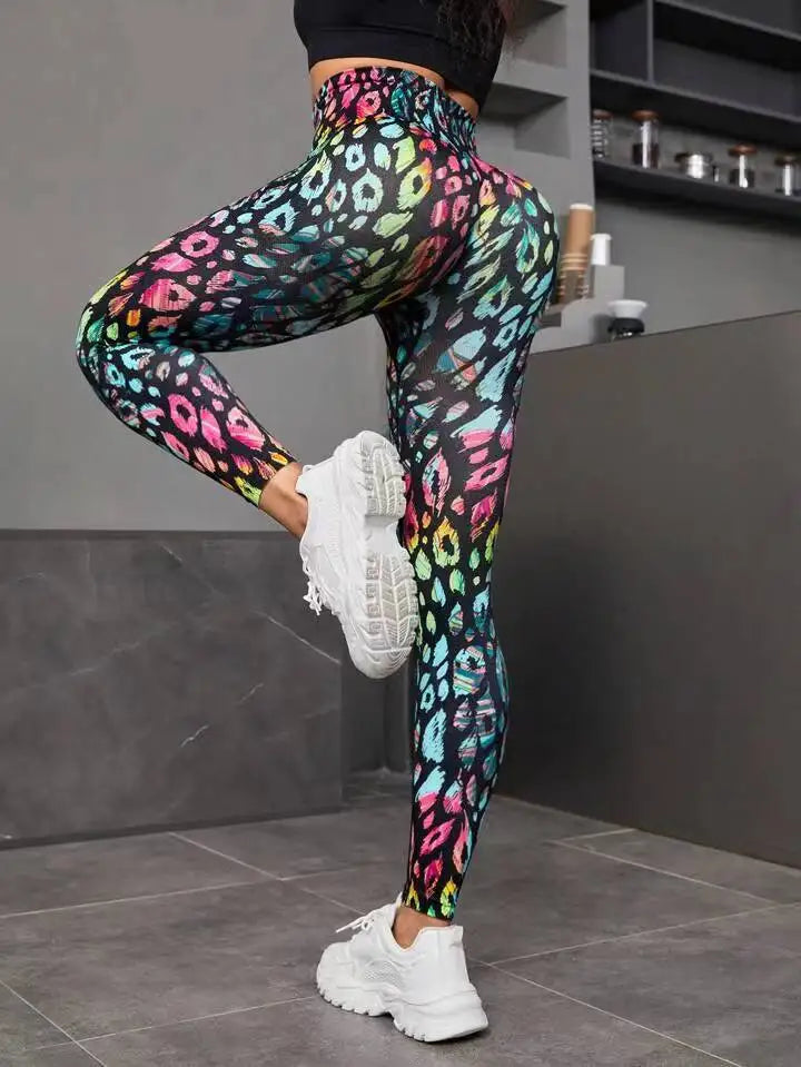 3D Print Tie Dye Sports Pants Women Seamless Leggings High Waist Fitness Push Up Leggings Gym Clothing Workout Tights