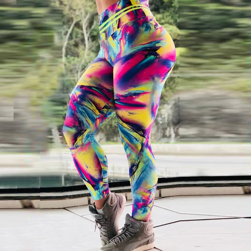 Tie Dye Yoga Pants Gym Sport Leggings for Women Seamless High Waist Push Up Tights Scrunch Butt Leggins Female Gym Clothing