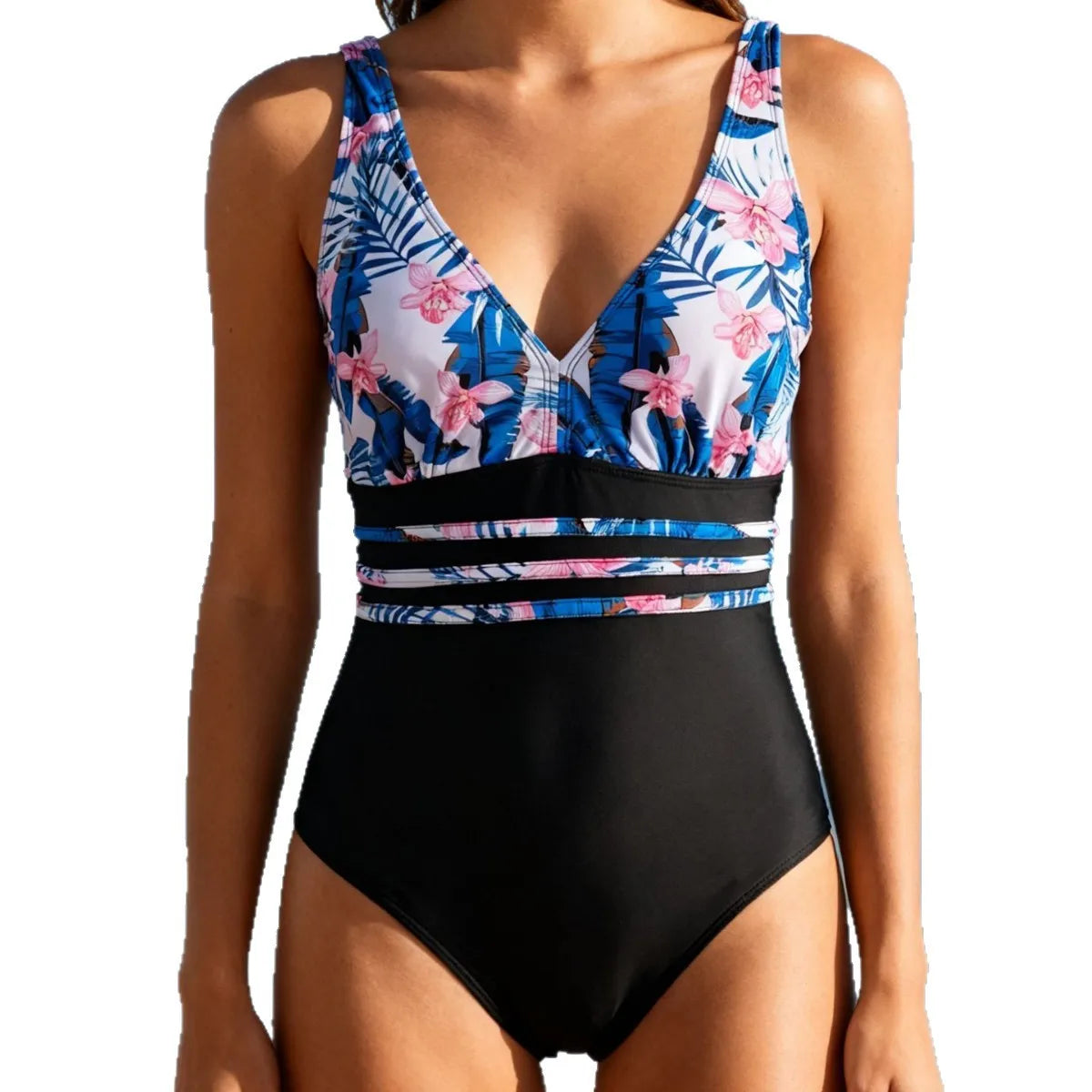 Hot Sale Of The Season Floral Print One-Piece Swimsuit for Vacation Beach Thermal Resort Women's Polyester Fabric