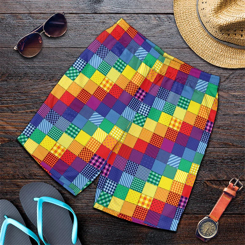 Rainbow Spiral Harajuku Short Pants Men 3D Printed Hawaii Swimsuit Trunks 2024 Summer Swimming Beach Shorts Breath Sport Gym Ice Shorts
