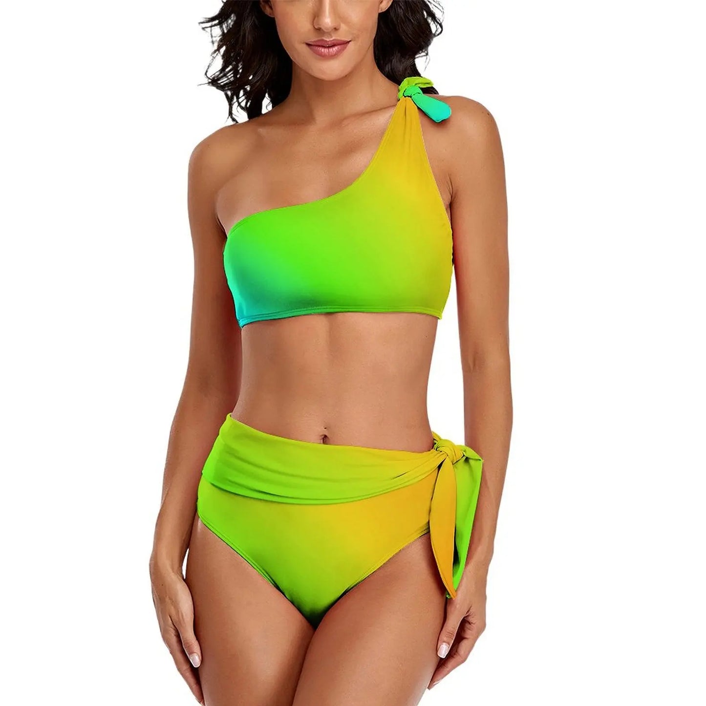 Retro Rainbow Bikinis Set Psychedelic Swirls Bikini Swimsuit High Waist Stylish Swimwear Beach 2 Pieces Feminine Bikinis