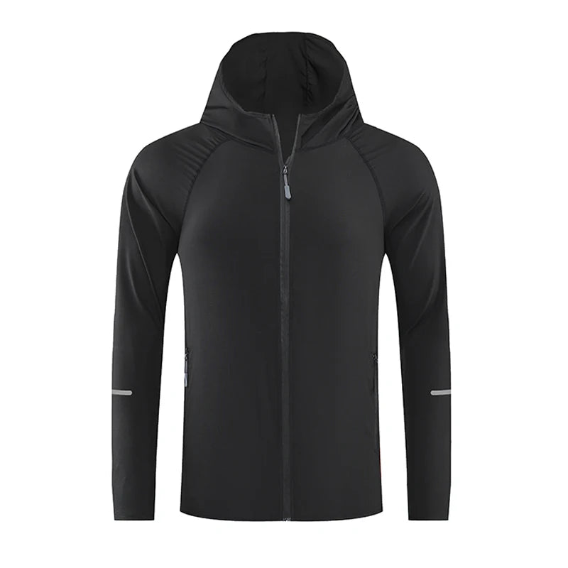 Bright Running Jacket Reflective Summer Quick Dry Gym Coat Hooded Jogging Sun Protection Fishing Outdoor Hiking Breathable Thin Jackets