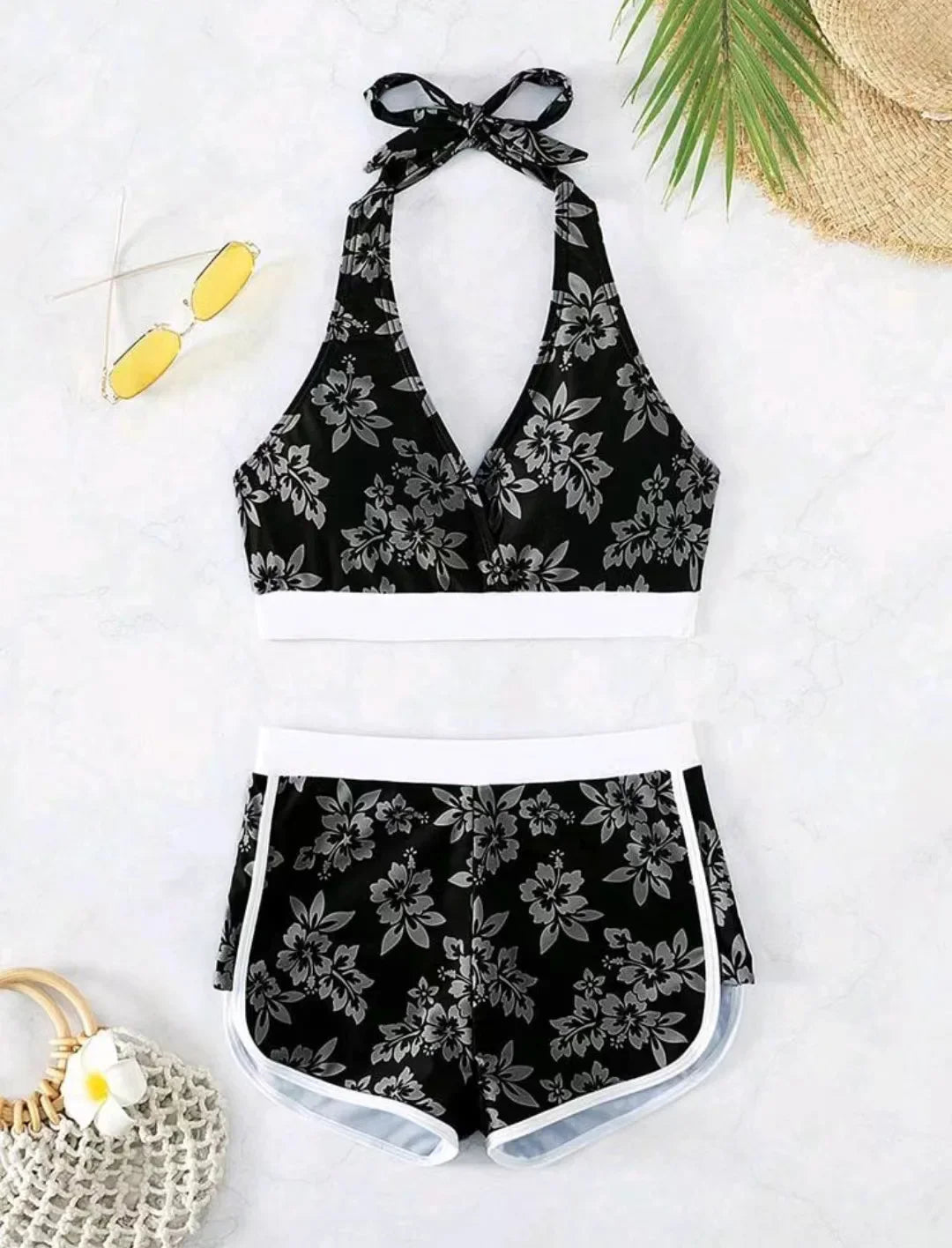 Tied Halter Swimwear Women High Waist Bikini Set Push Up Brazilian Swimsuit Lady Beach Bathing Suit