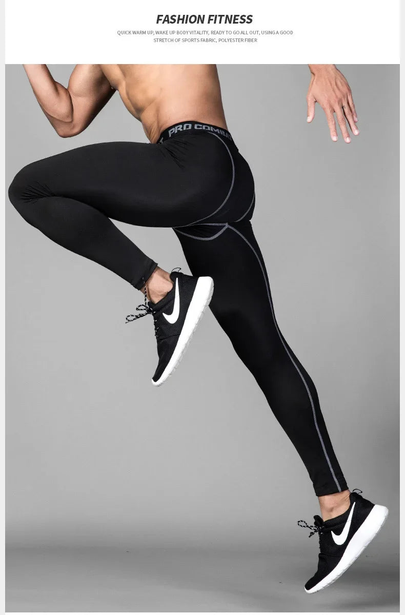 PRO Men's Sports Basketball Leggings High Elasticity Quick Drying Fitness Running Compression Training Gym Pants