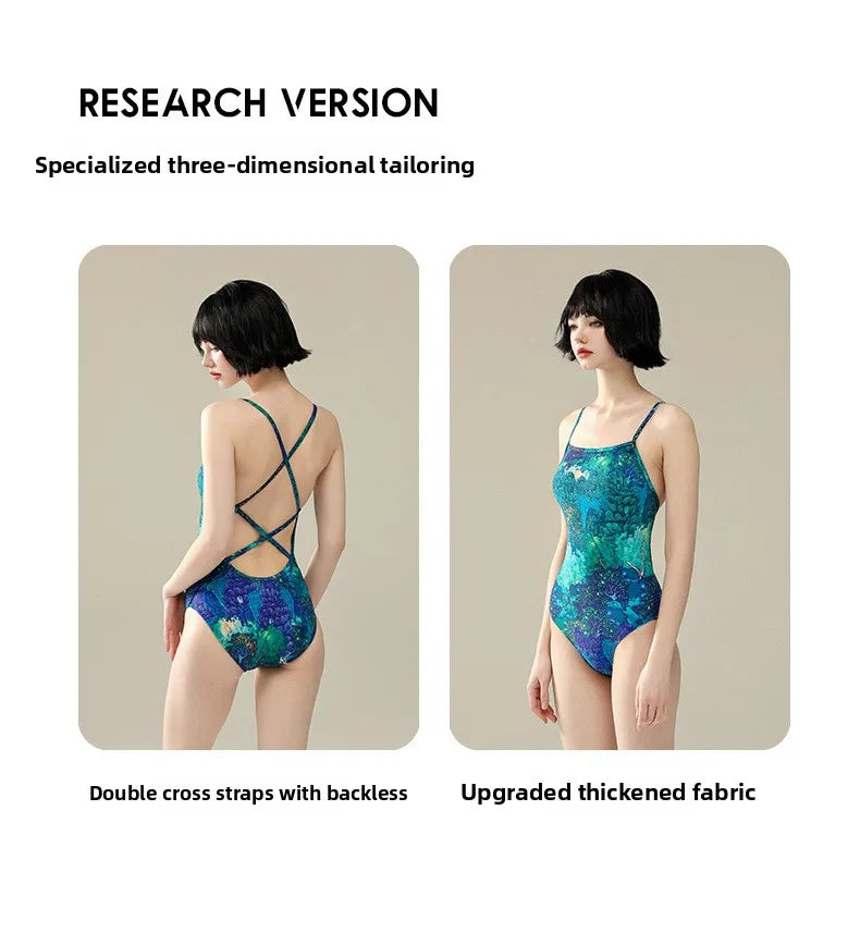 one-piece swimsuit women professional sports racing swimming pool hot spring quick-drying anti-chlorine swimsuit