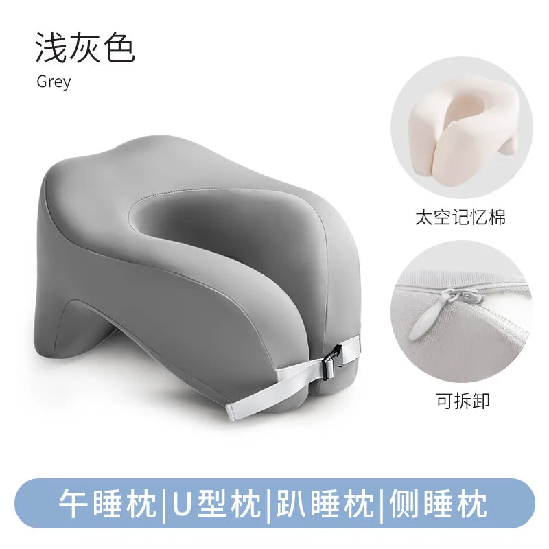 Travel Pillow U-Shape Pure Memory Foam Neck Pillow For Airplane Office Nap Cervical Pillows Flight Sleeping Head Neck Support