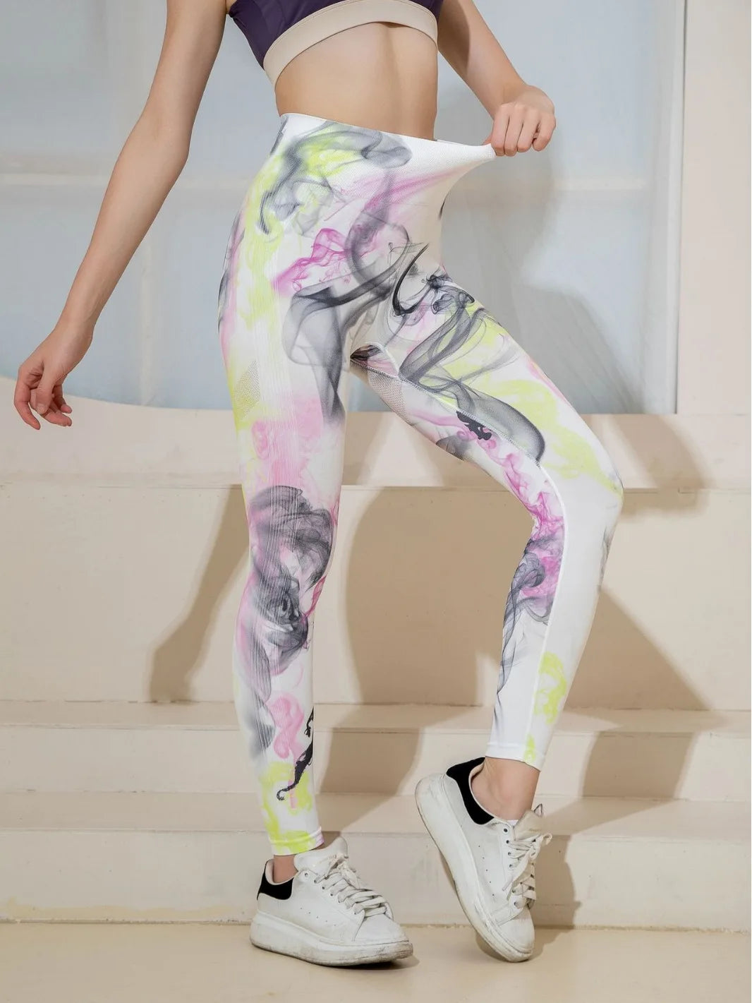 3D Print Tie Dye Sports Pants Women Seamless Leggings High Waist Fitness Push Up Leggings Gym Clothing Workout Tights
