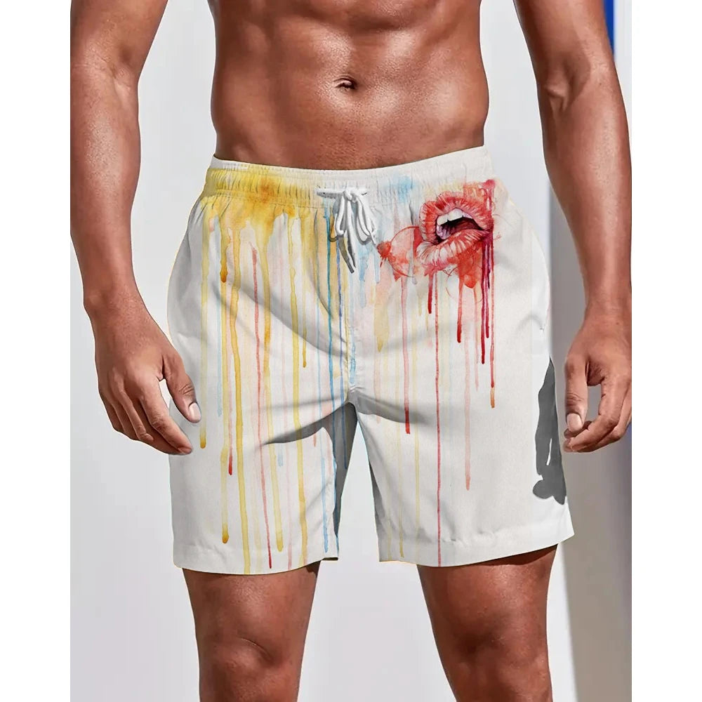 Summer Seasons Rendering Shorts Graffiti 3D Printing Men's Beach Pants Swimming Comfortable Quick Drying Fashion Youth Loose Men