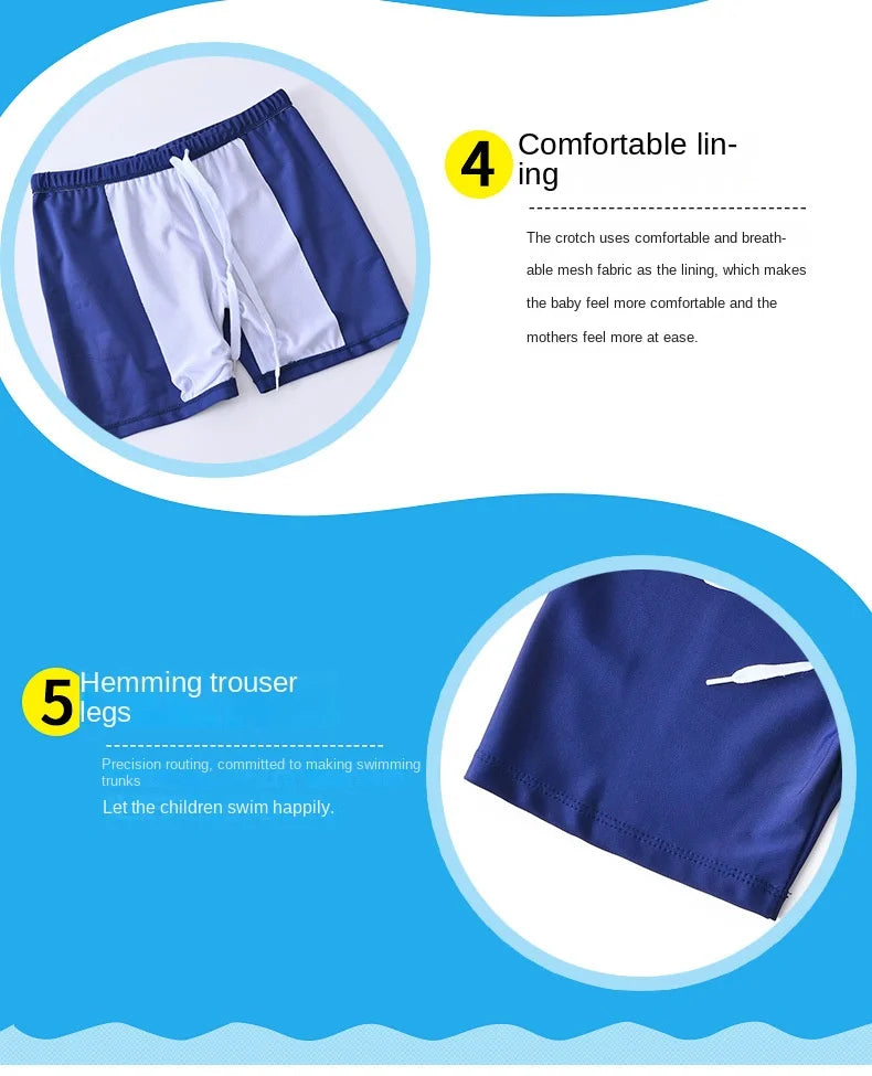 Children's Swimming Suit Teenage Boys' Swimsuits with Cap Cartoon Dog Sun Protection Short Sleeved Sports Swimwear Kids