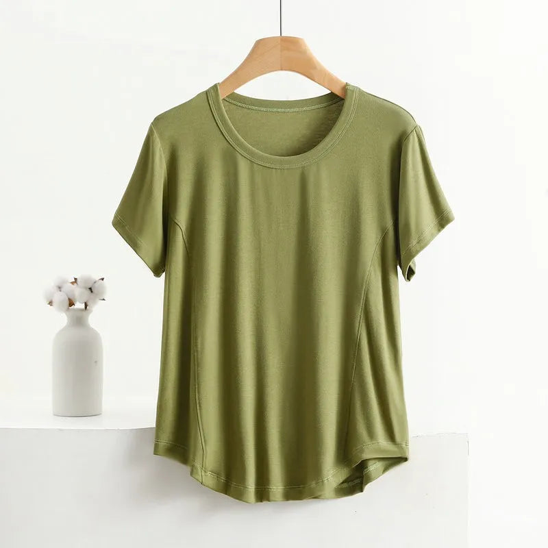 XL to 8XL plus size O-Neck Tshirts Women's basic T-shirt solid color half sleeves summer simple Tee Tops Bottoming Tees