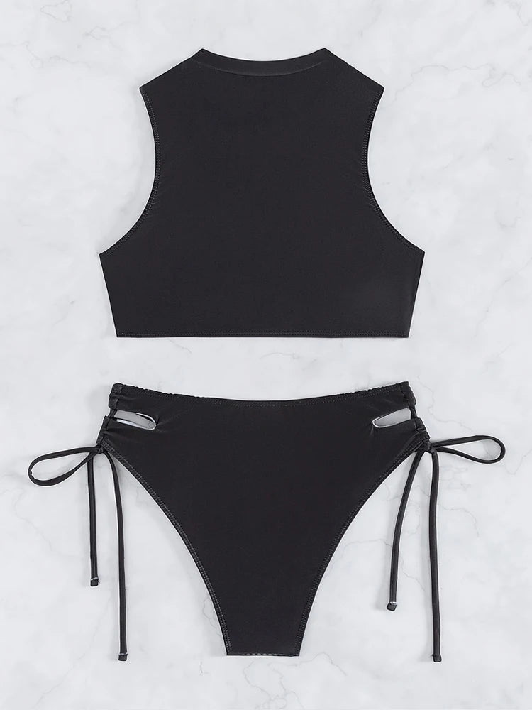 Tankini Print Sleeveless Swimwear Women Push UP Bikini Tankini Lady Hollow Beach Swimsuit Summer Brazilian Bathing Suit