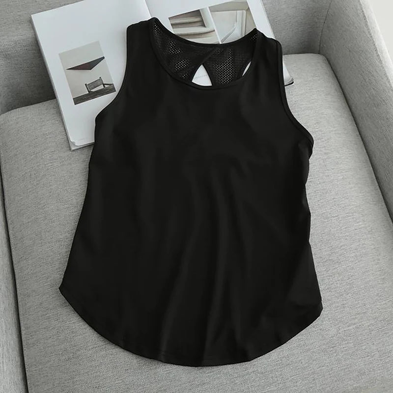 Yoga Clothing Women Sports Tops Hoodie Loose Sleeveless Running Training Quick Dry T-Shirt Outside Fitness Tank Tops