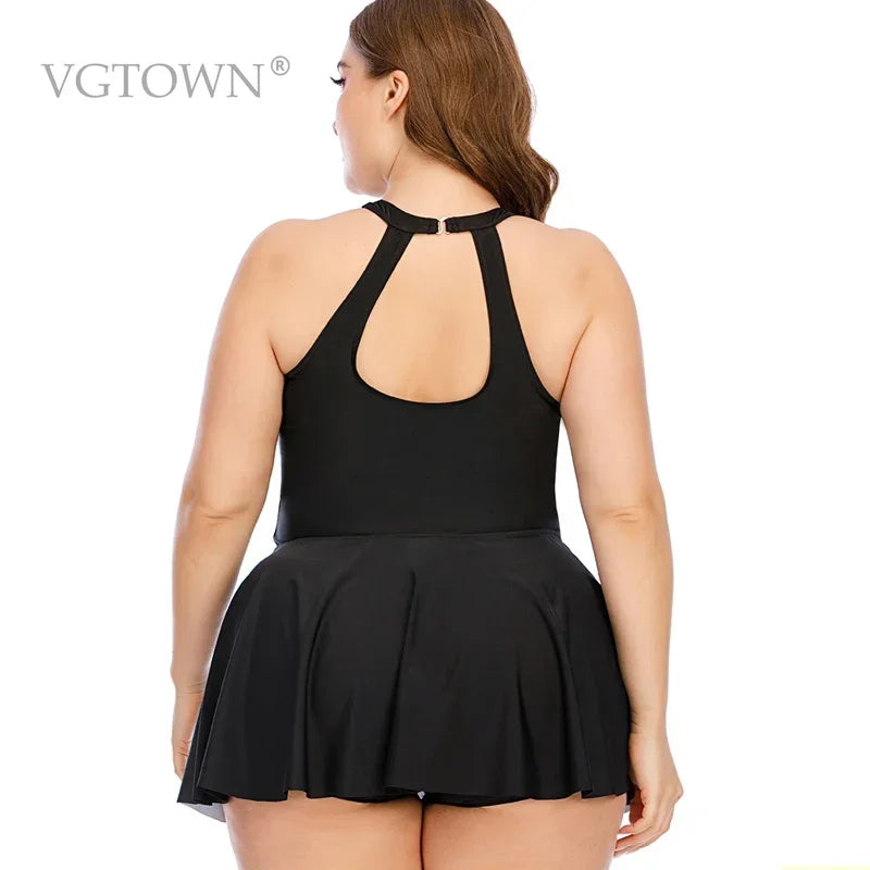 Large Size XL-10XL Women Halter Swimdress Tankini Set Plus Size Two Piece woman long skirt swimwear women Beachwear bathers