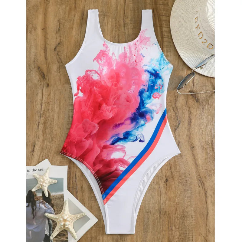Print One Piece Swimwear Women Swimsuits Closed For Swimming Wear Bodysuit Bathing Suits Beachwear Pool Bather