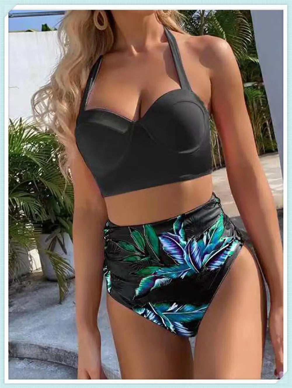 Push Up Swimsuit Women High Waist Bikini Set Butterfly Print Swimwear Female Padded Bathing Suit Swimming Beachwear Summer