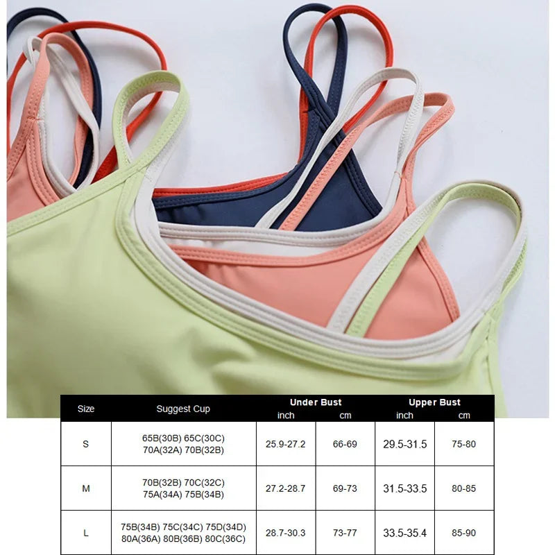 PofyBofy Womens Scoop Neck Longline Sports Bra - U Back Adjustable Straps Workout Crop Tank Top 2 in 1 Longline Workout Yoga Bra