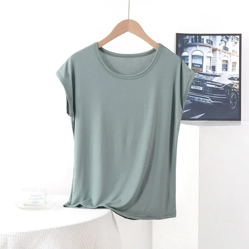 Plus size Summer women's Tshirt O-Neck Modal Loose T-shirt Solid color Simple Tee Tops XL to 8XL Bottoming Tshirts all match
