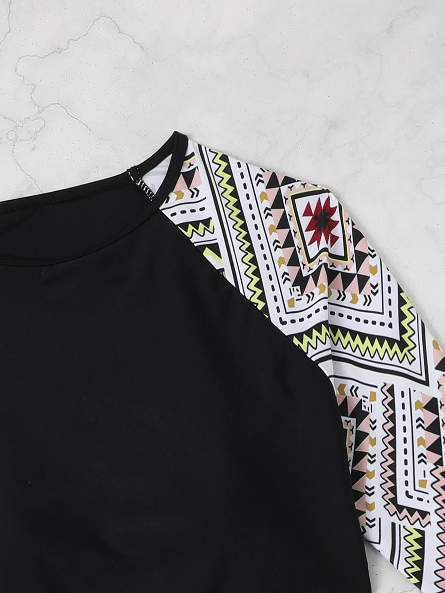 Print Swimsuit Women Two Pieces Surfing High Waist Shorts Swimwear Female Beachwear Bathers Bathing Swimming Swim Suit