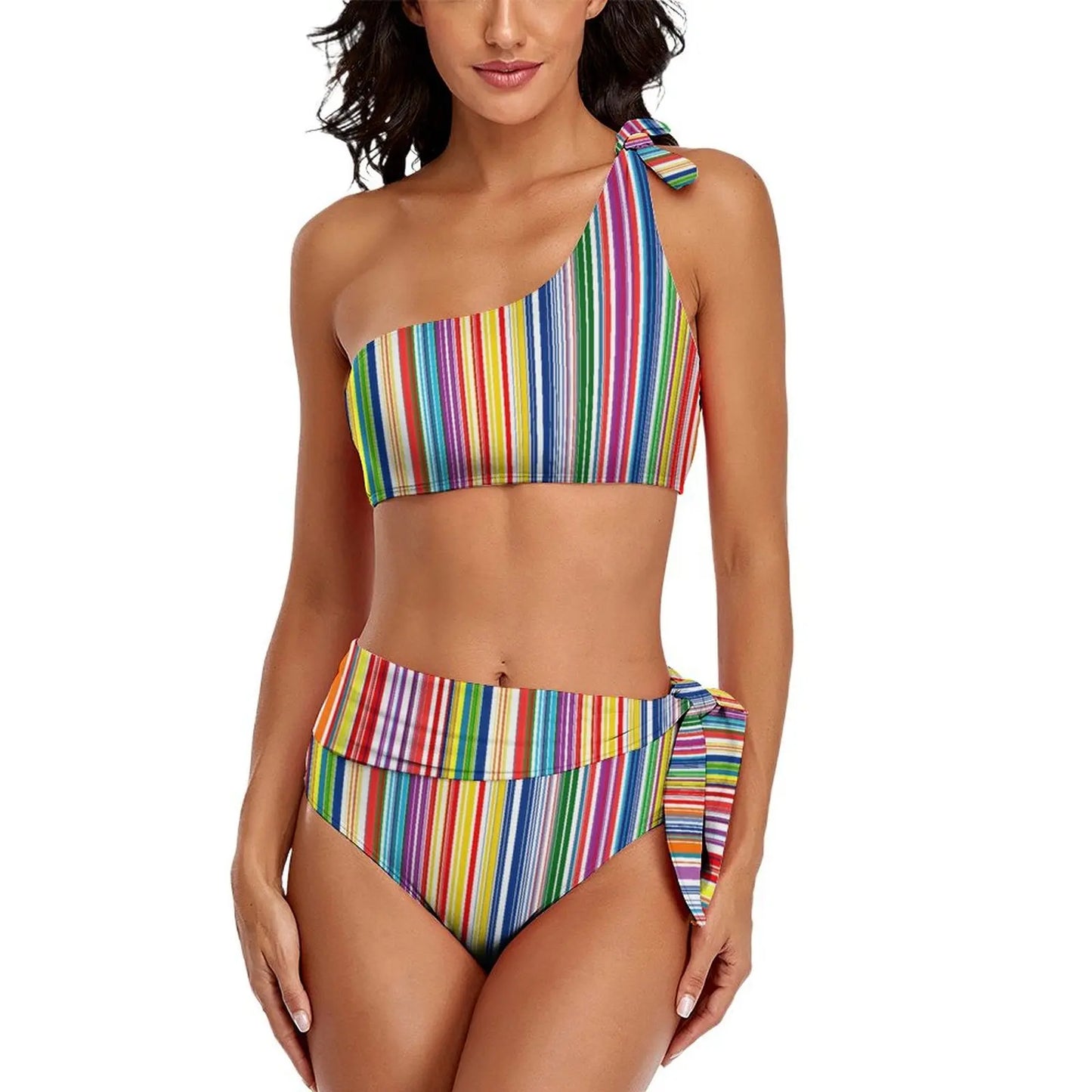 Retro Rainbow Bikinis Set Psychedelic Swirls Bikini Swimsuit High Waist Stylish Swimwear Beach 2 Pieces Feminine Bikinis