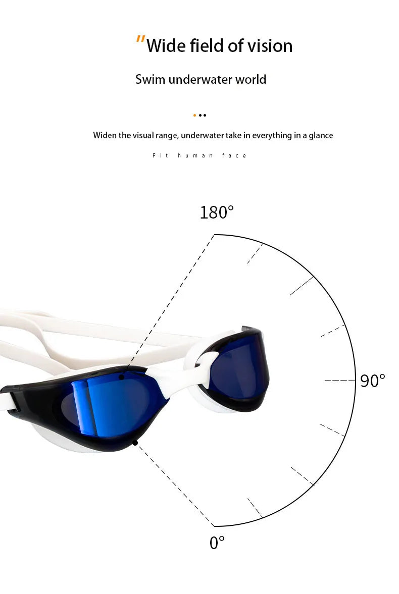 Professional Adult Swim Goggles Waterproof Fog-proof Racing Goggles Men Women Cool Silver Plated Swimming Equip