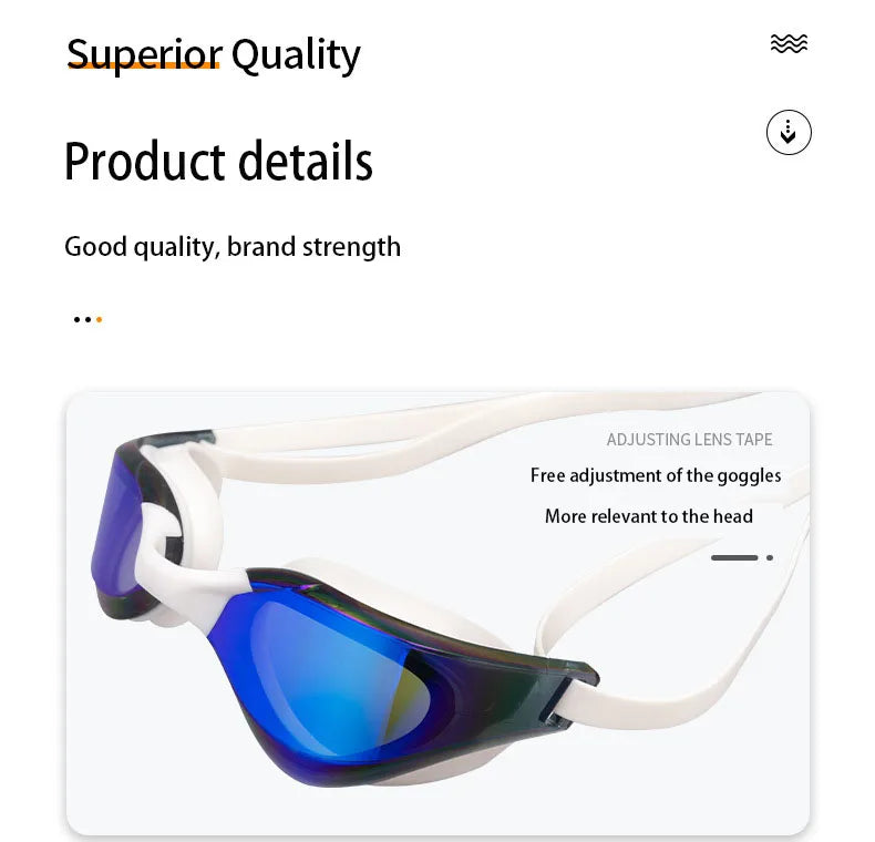 Professional Adult Swim Goggles Waterproof Fog-proof Racing Goggles Men Women Cool Silver Plated Swimming Equip