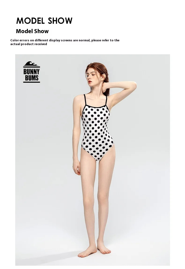 Bunny Bums White with Black Poka Dots One-piece Swimsuit Women Swimwear