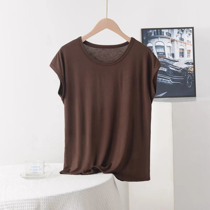 Plus size Summer women's Tshirt O-Neck Modal Loose T-shirt Solid color Simple Tee Tops XL to 8XL Bottoming Tshirts all match
