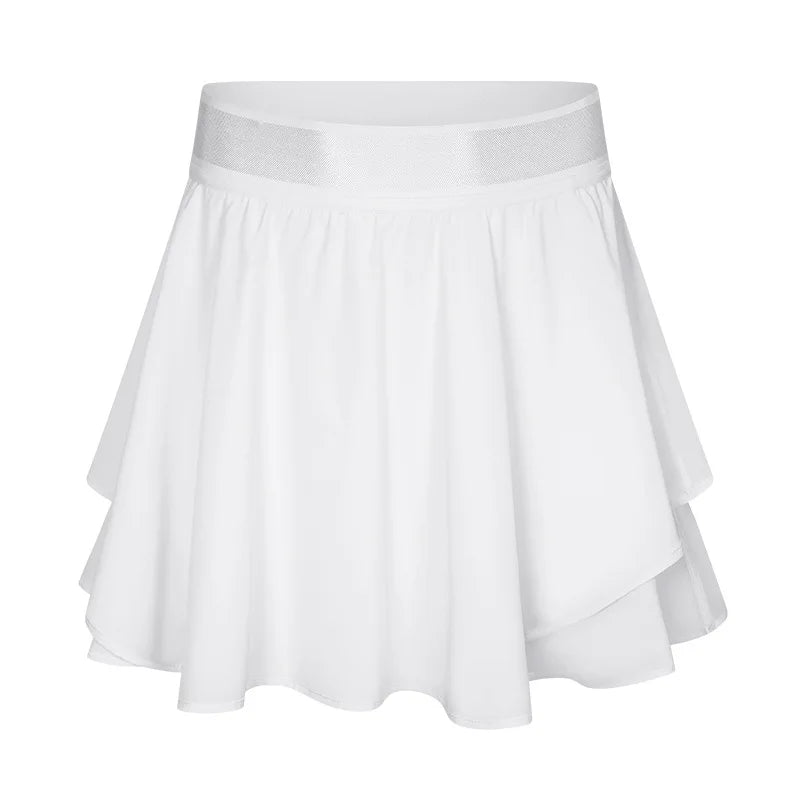 Built-in Side Pocket False 2 Pieces Tennis Skirt Summer Running Shorts Cool Fabric Cooling Quick Dry Breathable Yoga Short Women