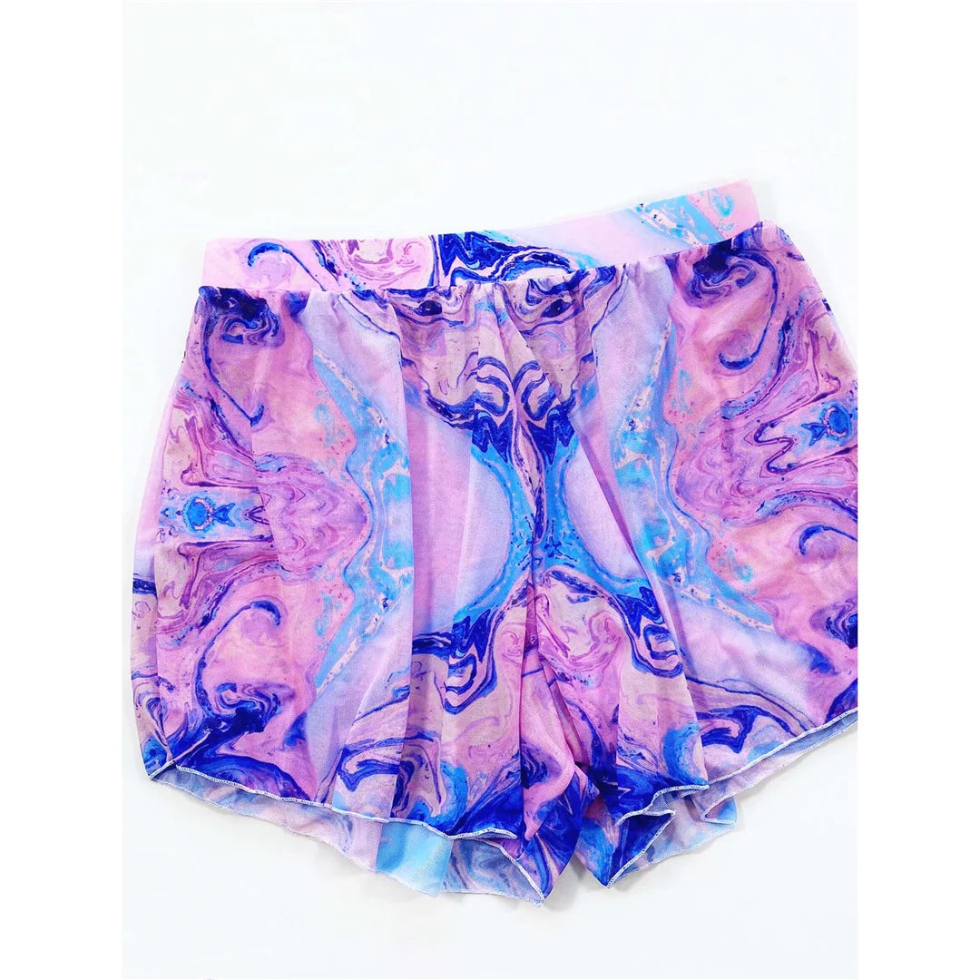 3 PCS Tie Dye Halter Bikini Female Swimsuit Women Swimwear Three-pieces Bikini set With Shorts Bather Bathing Suit Swim