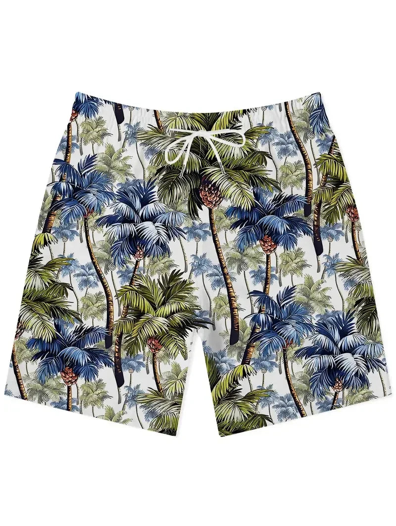 Coconut Leaves Man Swimwear Beach Briefs Summer Big Size Swimwear Men Board Shorts Casual Hawaiian 3D Flower Designer Shorts