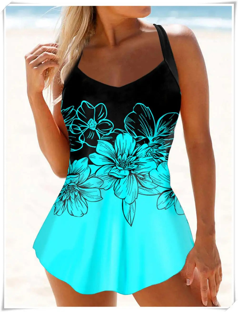 Floral Printed Tankini Two Piece Swimsuit Women Strap Swimwear Female Sports Summer Shorts Bathing Swimming Suit Beachwear