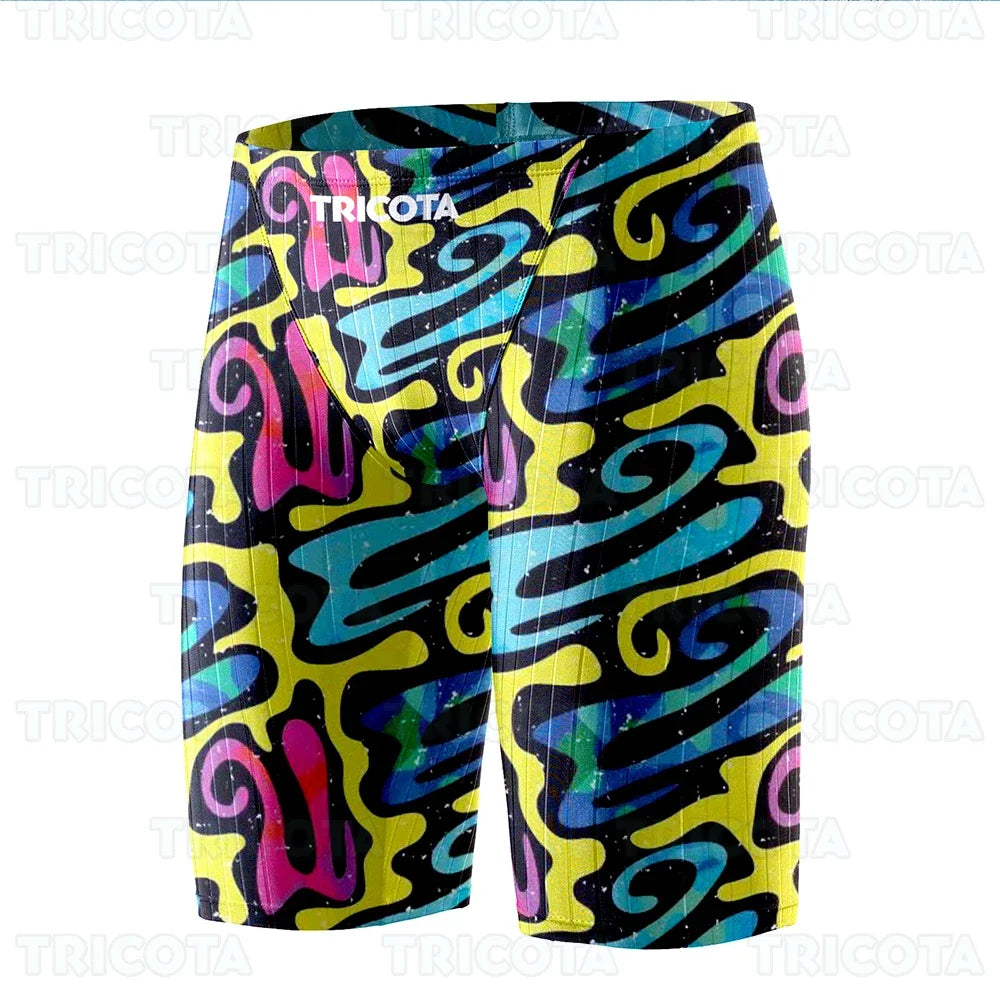 Men Beach Trunks Swimming Jammer Shorts Training Endurance Athletic Jammers Swimwear Swimsuit Uv Quick Dry Tight Surfing Shorts
