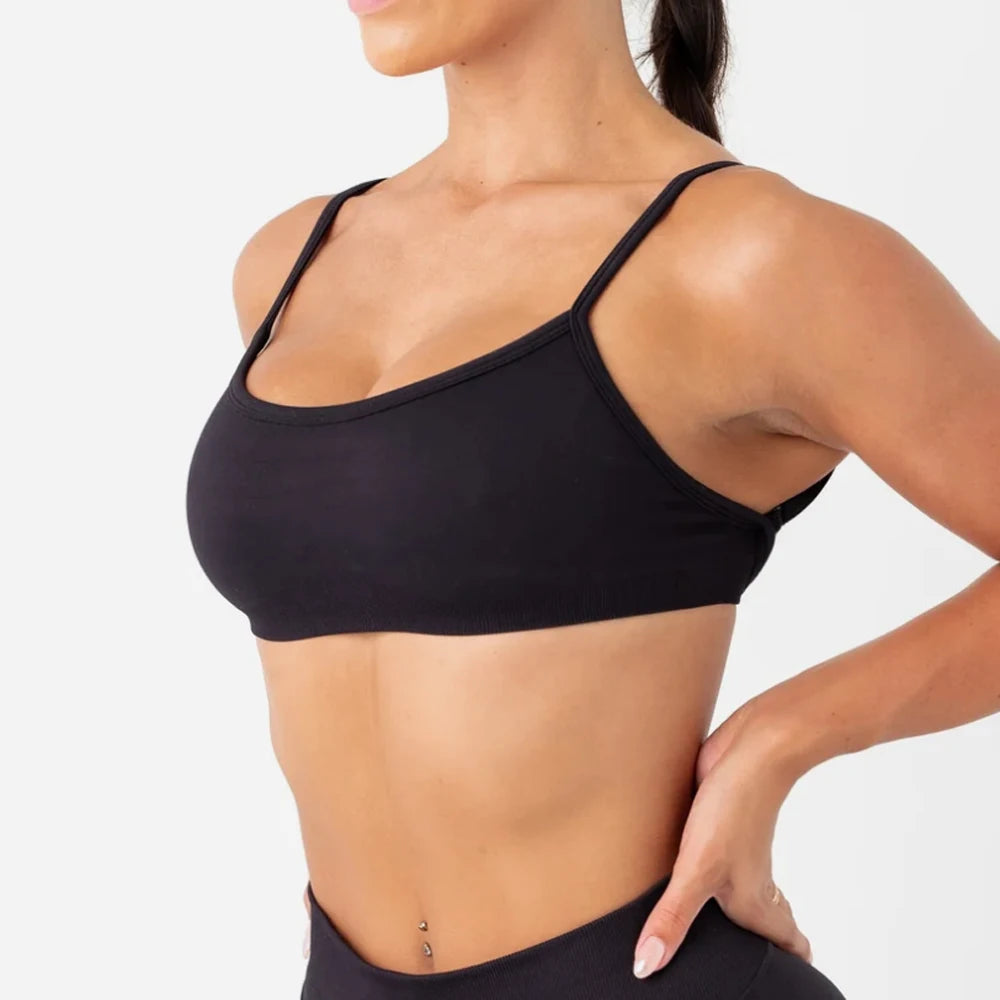 Adjustable Straps Crop Top For Women Open Back Yoga Top Bra Stretchy Gym Crop Top with Light Support Workout Sports Bra