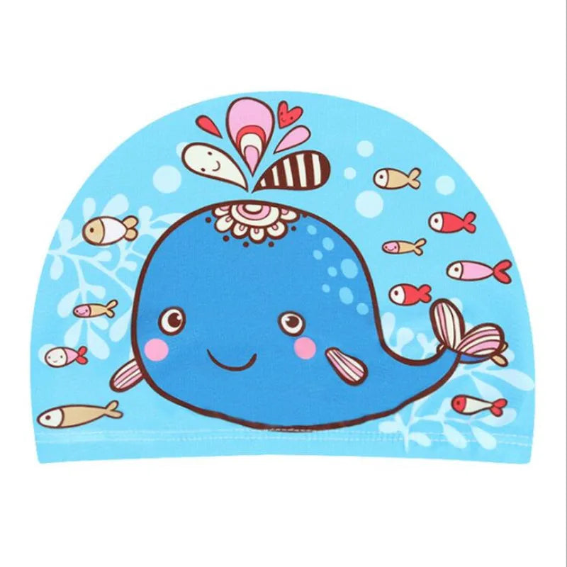PU Coating Cartoon Children Swimming Hat for 1-7 Year Old Boys Girls Elastic Swimming Cap Shower Beach Pool Accessories