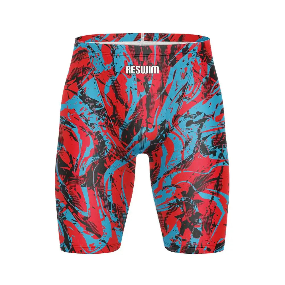 Summer Swim Jammer Quick Dry Swimsuit Print Swimming Beach Tights Shorts Surfing Trunks Men's Swimwear Sports Training Pants