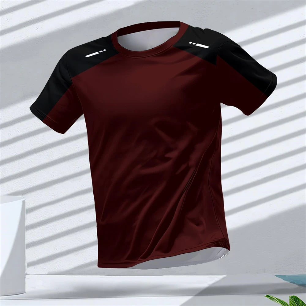 Gym Summer Quick Dry Breathable Men's T Shirt Outdoor Run Fitness Sports Short Sleeve Casual O-Neck Men Gym Sportswear T-Shirt
