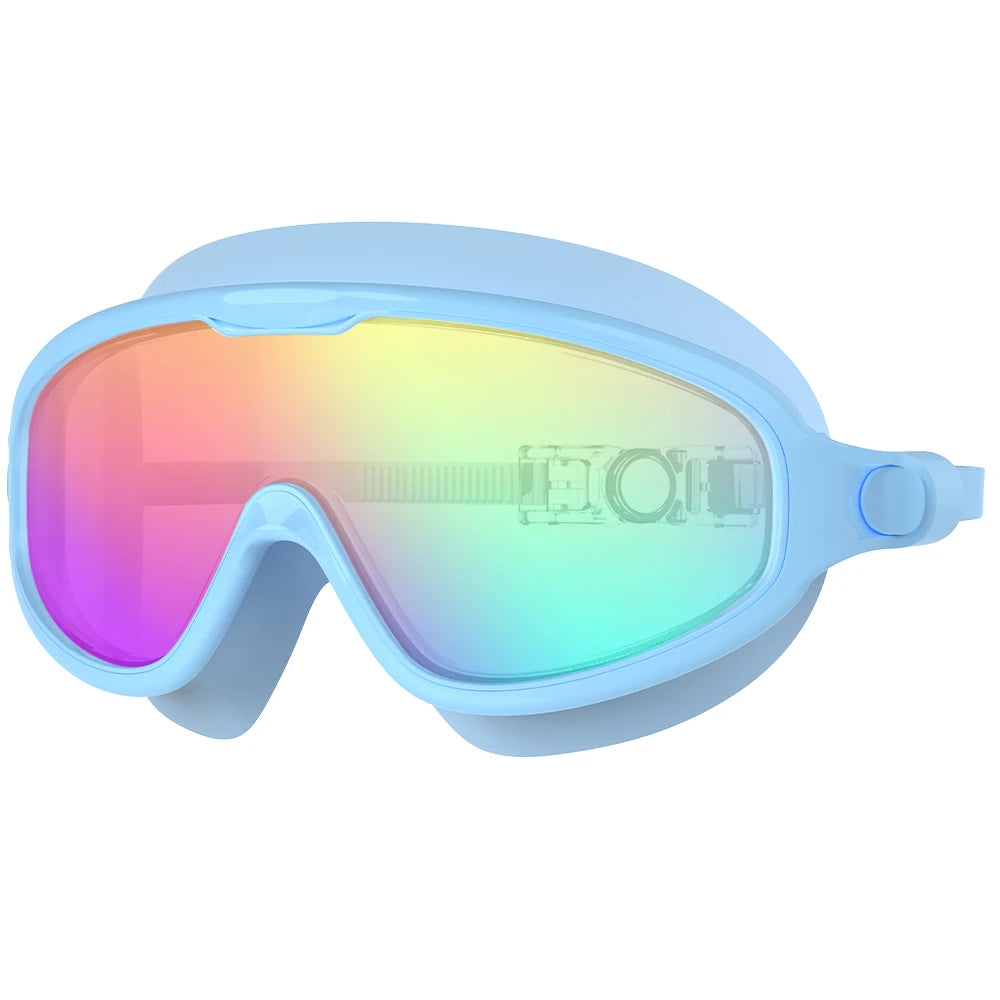 Swimming Goggles for Kids Boys and Girls HD Waterproof and Anti-Fog Electroplating Large Frame Swim Goggles Swimming Accessories