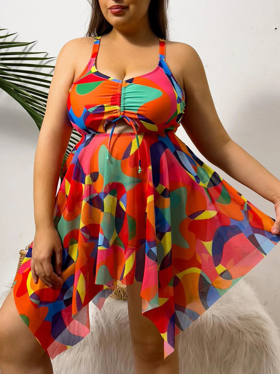 Tankini Set 2 Pieces Large Plus Size Swimsuit Women Swim Dress Swimwear Female Bathers Bathing Swimming Suit Beachwear