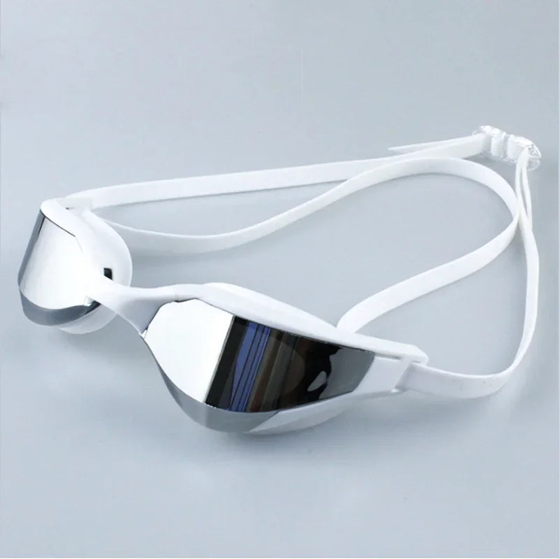 Professional Adult Swim Goggles Waterproof Fog-proof Racing Goggles Men Women Cool Silver Plated Swimming Equip